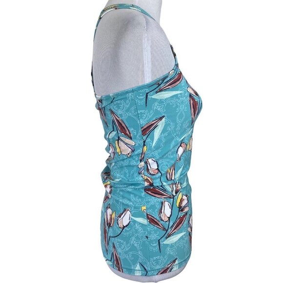 CALIA by Carrie Underwood Green Floral Racerback Move Fitted Tank Top XS & Small - Picture 3 of 9